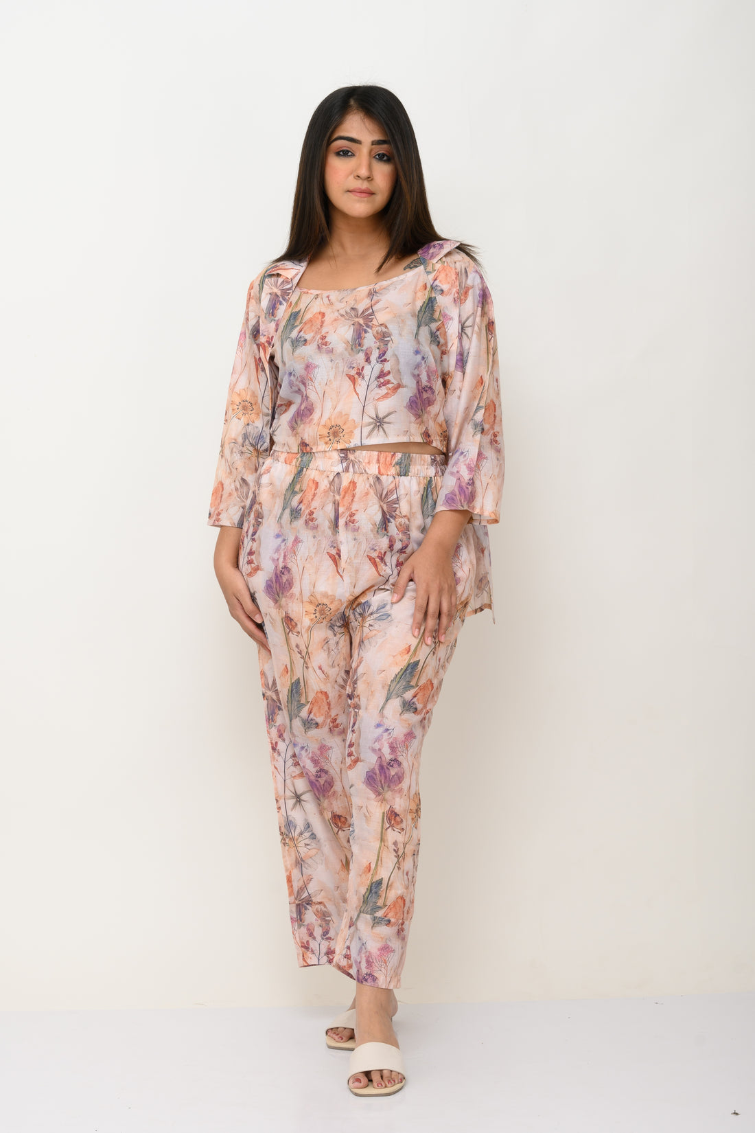 Cotton Printed Co ord set with Shrug