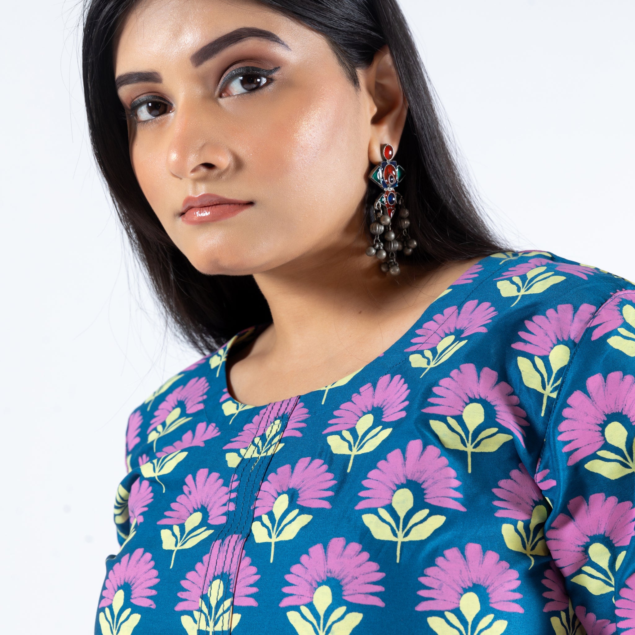 Marigold floral print kurti style co-ord set