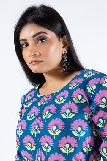 Marigold floral print kurti style co-ord set