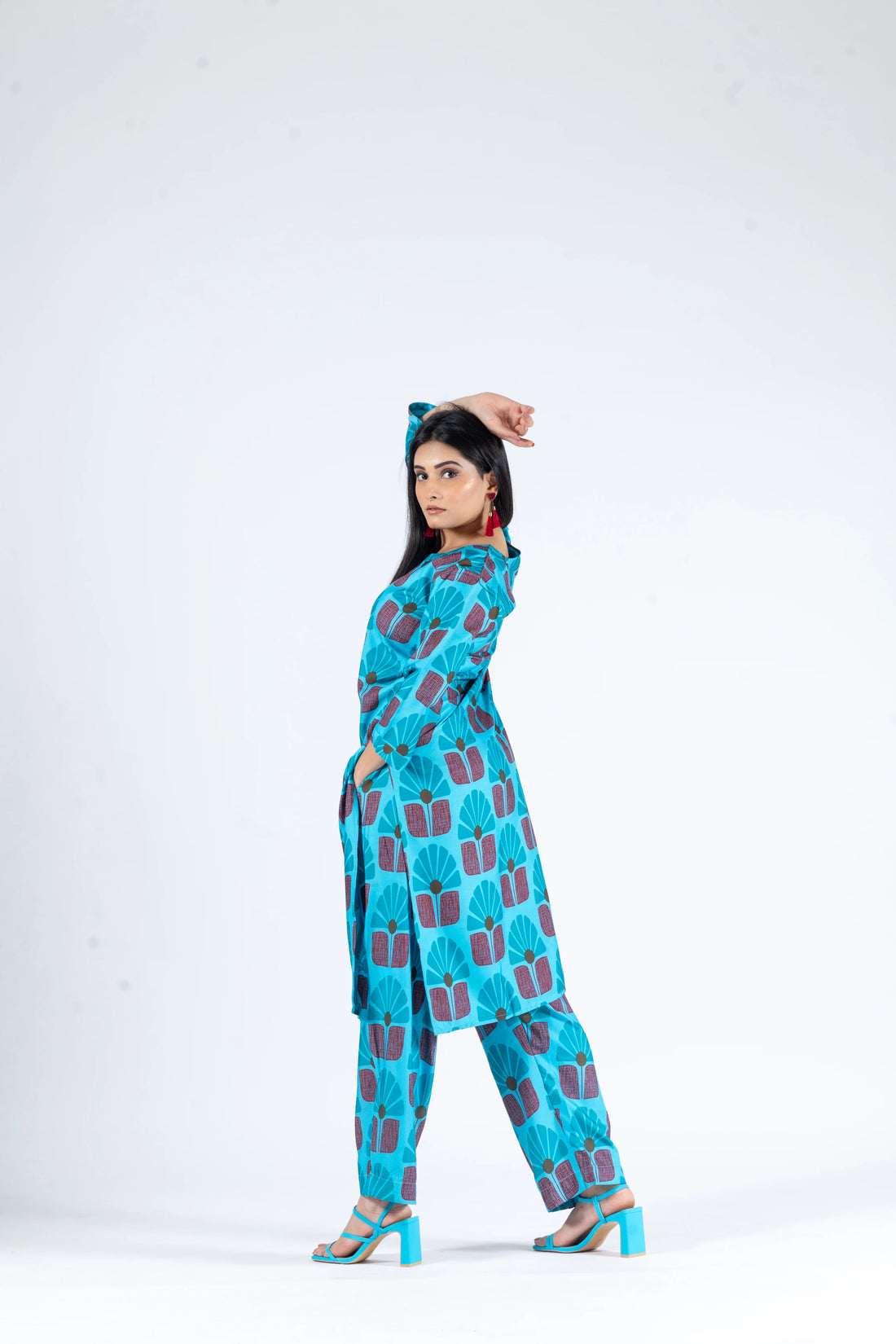 Blooming flower printed Kurti Co-ord set