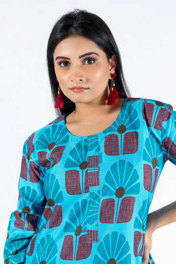 Blooming flower printed Kurti Co-ord set