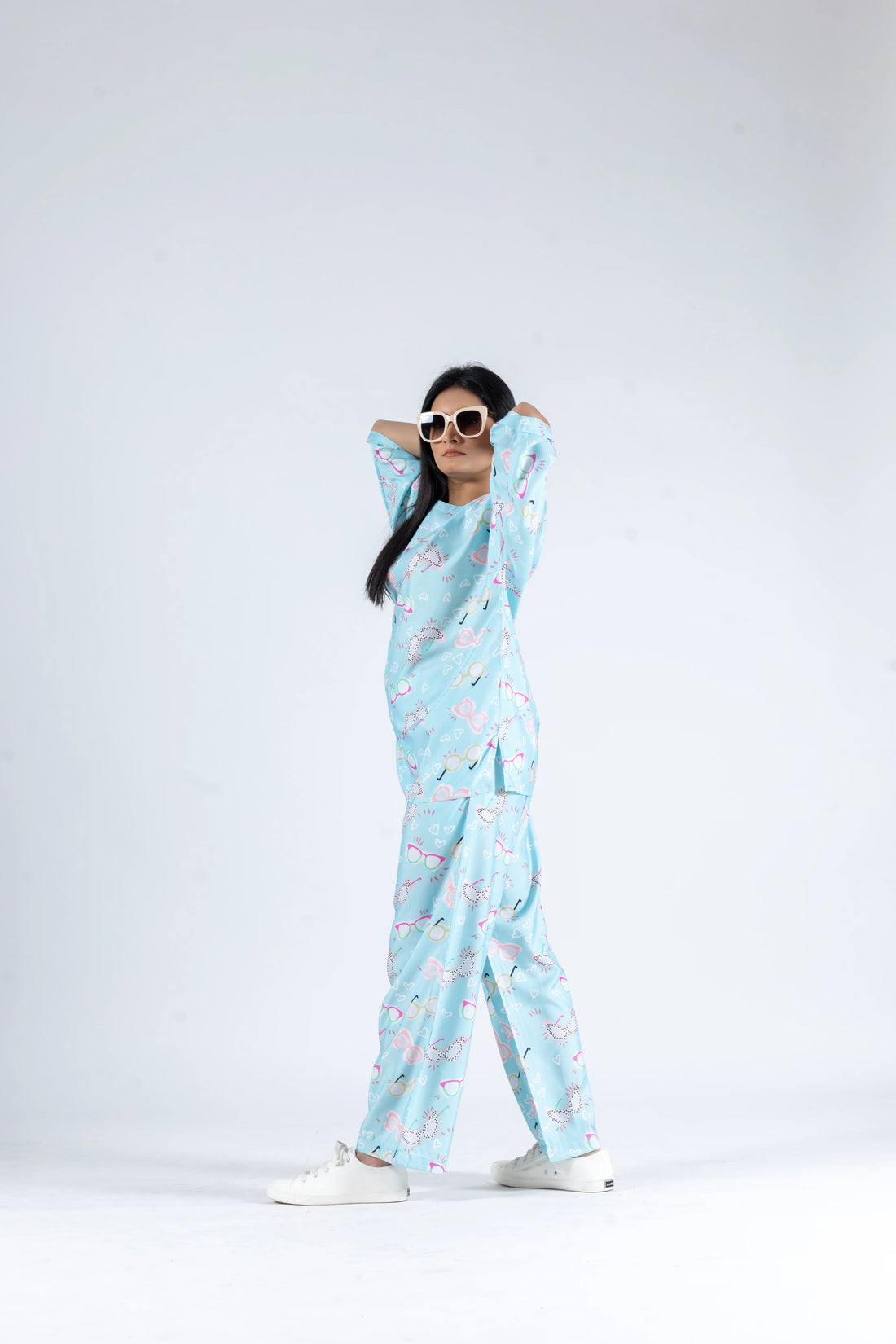 Soft satin specs printed Co- ord set